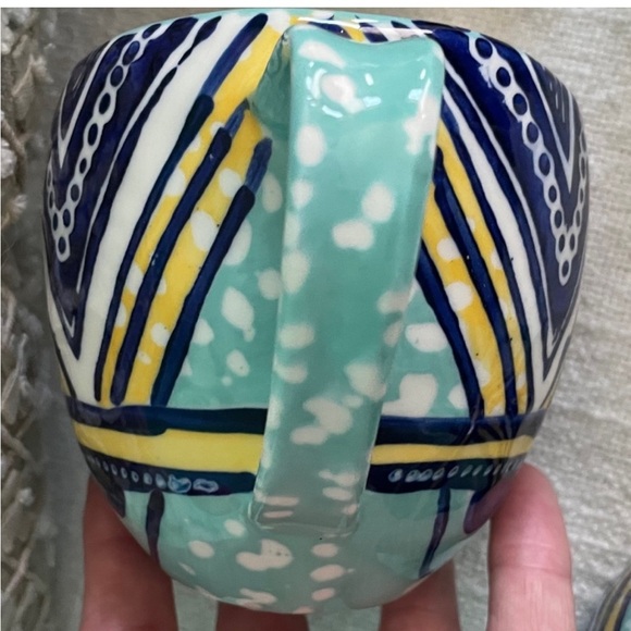 Set of 2 Anthropologie Habari Mugs Colorful Geometric Mugs - Picture 5 of 7